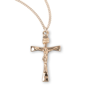 7 8 Inch Gold Over Sterling Silver Crucifix With 18 Inch Chain 1