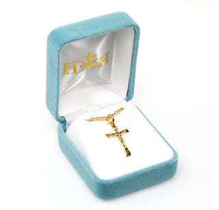 7/8-inch Gold Over Sterling Silver Crucifix with 18-inch Chain