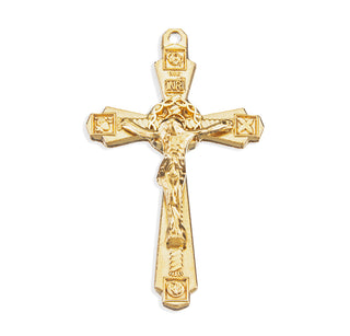 1-inch Gold Over Sterling Silver Crucifix with 18-inch Chain