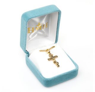 3/4-inch Gold Over Sterling Silver Crucifix with 18-inch Chain