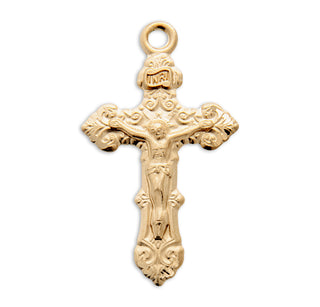 7/8-inch Gold Over Sterling Silver Crucifix with 18-inch Chain