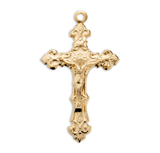 1 1/8-inch Gold Over Sterling Silver Crucifix with 18-inch Chain