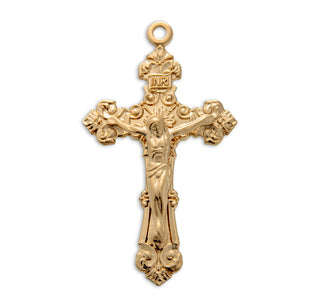 1 5/16-inch Gold Over Sterling Silver Crucifix with 18-inch Chain