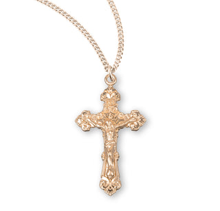 1 5 16 Inch Gold Over Sterling Silver Crucifix With 18 Inch Chain