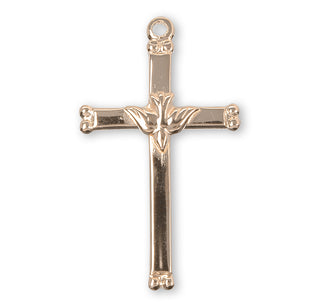 1 1/8-inch Gold Over Sterling Silver Cross with Holy Spirit and 18-inch Chain
