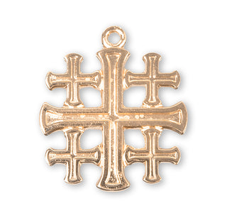Gold Over Sterling Silver Jerusalem Cross with 18-inch Chain