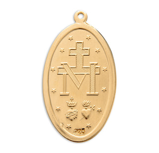 Gold Over Sterling Silver Oval Miraculous Medal