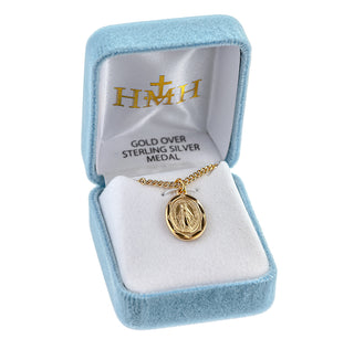 Gold Sterling Silver Oval Miraculous Medal