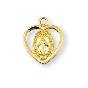 13/16-inch Gold Over Sterling Silver Miraculous, Scapular and Holy Spirit Center