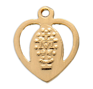 Gold over Sterling Silver Heart Shaped Miraculous Medal