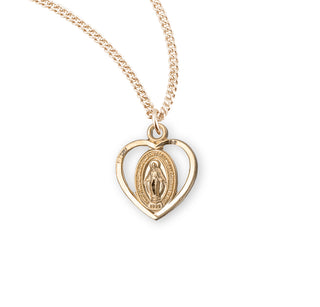 Gold Over Sterling Silver Heart Shaped Miraculous Medal 2