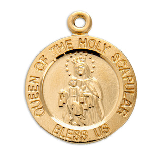 Gold over Sterling Silver Round Shaped Scapular Medal