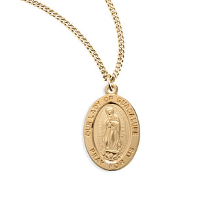 7 8 Inch Gold Over Sterling Silver Our Lady Of Guadalupe Medal With 18 Inch Chain