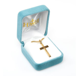 Gold Over Sterling Silver Cross with High Polished Inlayed Cross