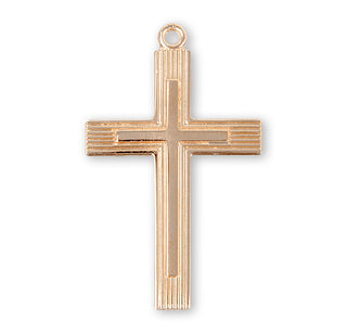 1 1/4-inch Gold Over Sterling Silver Cross with 24-inch Chain