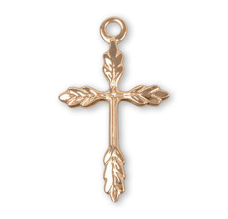 3/4-inch Gold Over Sterling Silver Wheat Cross with 18-inch Chain