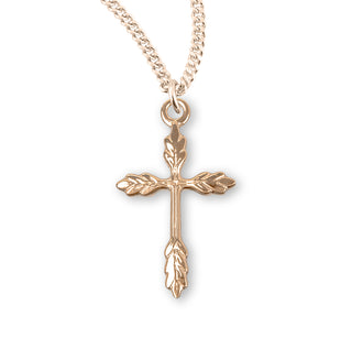 3 4 Inch Gold Over Sterling Silver Wheat Cross With 18 Inch Chain
