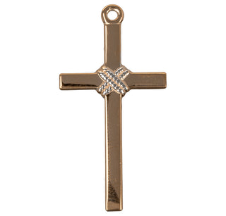 1 15/16-inch Tutone Gold Over Sterling Silver Cross w/Rope and 24-inch Chain