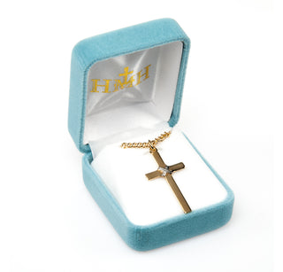 1 15/16-inch Tutone Gold Over Sterling Silver Cross w/Rope and 24-inch Chain