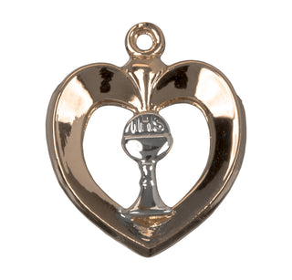 3/4-inch Tutone Gold Over Sterling Silver Heart with Chalice and 18-inch Chain