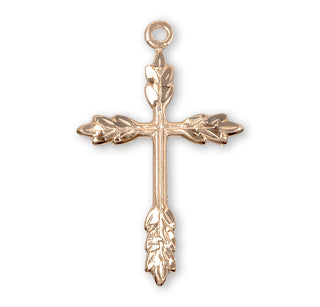 1 1/8-inch Gold Over Sterling Silver Wheat Cross with 18-inch Chain