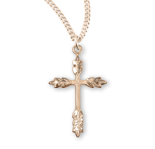1 1 8 Inch Gold Over Sterling Silver Wheat Cross With 18 Inch Chain