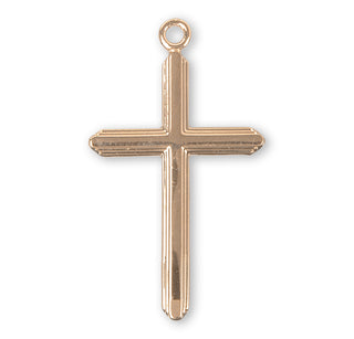 1 1/2-inch Gold Over Sterling Silver Inlay Cross with 20-inch Chain and Box