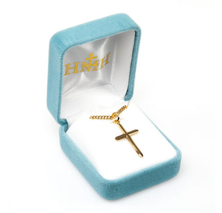1 1/2-inch Gold Over Sterling Silver Inlay Cross with 20-inch Chain and Box