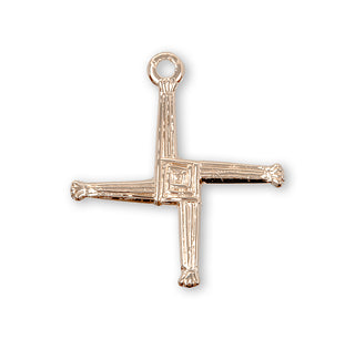 3/4-inch Gold Over Sterling Silver St. Brigid Cross with 18-inch Chain
