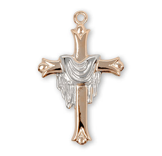 Gold Plated Cross with Rhodium Plated Robe