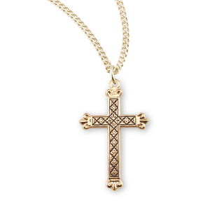 1 3 16 Inch Gold Over Sterling Silver Cross With Black Enamel Design 18 Inch Chain