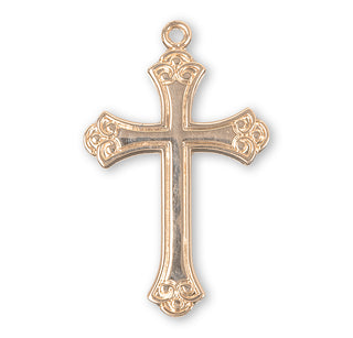 1 1/8-inch Gold Over Sterling Silver Cross with 18-inch Chain