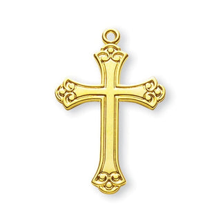 1 1/8" Gold Over Sterling Silver Cross with 18" Chain