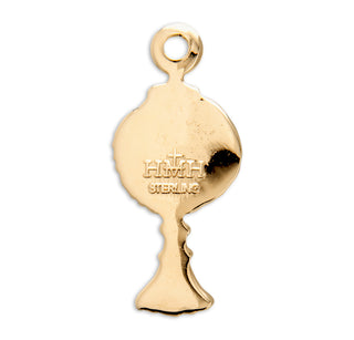 Gold Over Sterling Silver Monstrance Pendant with White Epoxy