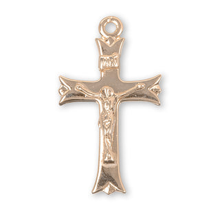 1-inch Gold Over Sterling Silver Crucifix with 18-inch Chain