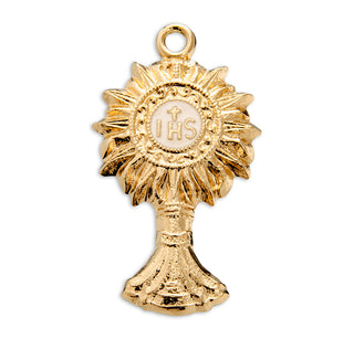 1 1/8-inch Gold Over Sterling Silver Monstrance Pendant with 18-inch Chain