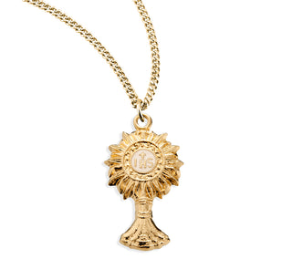1 1 8 Inch Gold Over Sterling Silver Monstrance Pendant With 18 Inch Chain