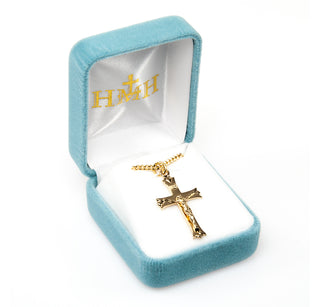 1 1/4-inch Gold Over Sterling Silver Crucifix with 18-inch Chain