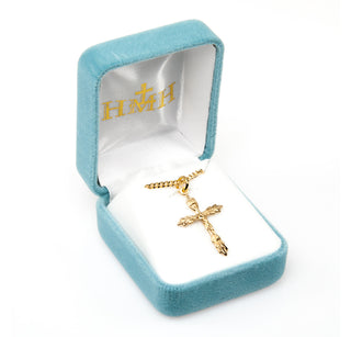 1-1/8 Gold Over Sterling Silver Crucifix with 18-inch Chain