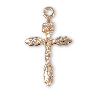 3/4-inch Gold Over Sterling Silver Wheat Crucifix with 18-inch Chain