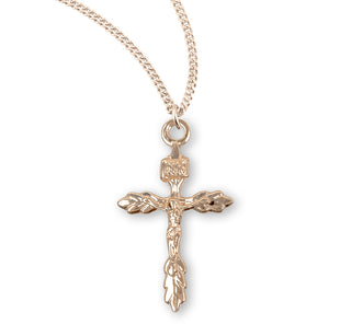 3 4 Inch Gold Over Sterling Silver Wheat Crucifix With 18 Inch Chain