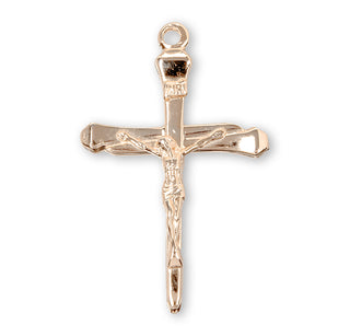 1 3/8-inch Gold Over Sterling Silver Nail Crucifix with 18-inch Chain