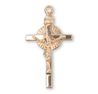 1-inch Gold Over Sterling Silver Crucifix with 18-inch Chain