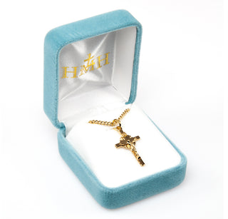 1-inch Gold Over Sterling Silver Crucifix with 18-inch Chain