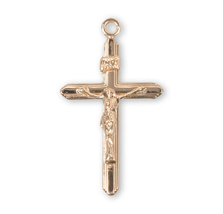 1-inch Gold Over Sterling Silver Crucifix with 18-inch Chain