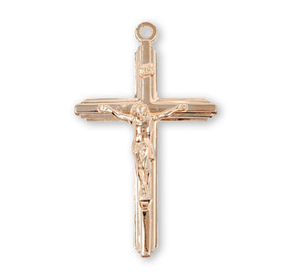 1 1/2-inch Gold Over Sterling Silver Crucifix with 24-inch Chain