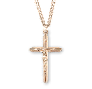 1 1 2 Inch Gold Over Sterling Silver Crucifix With 24 Inch Chain