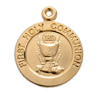 3/4-inch Gold Over Sterling Silver First Holy Communion Pendant with 18-inch Chain