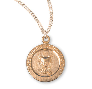 3 4 Inch Gold Over Sterling Silver First Holy Communion Pendant With 18 Inch Chain