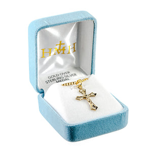 1-inch Gold Over Sterling Silver Crucifix with 18-inch Chain